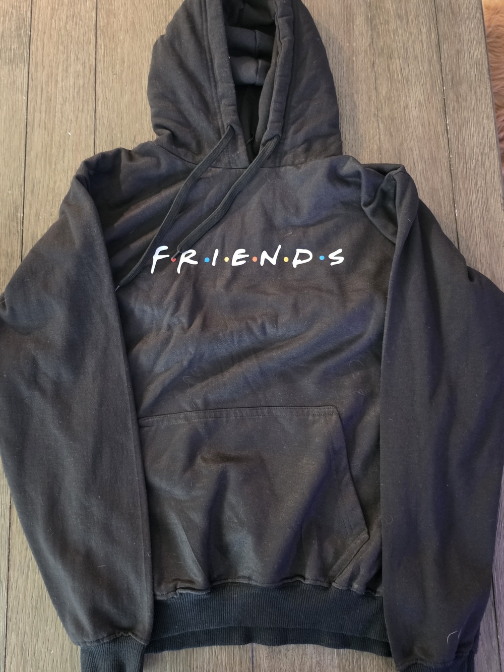 Unisex FRIENDS Logo Black Hoodie Size Medium